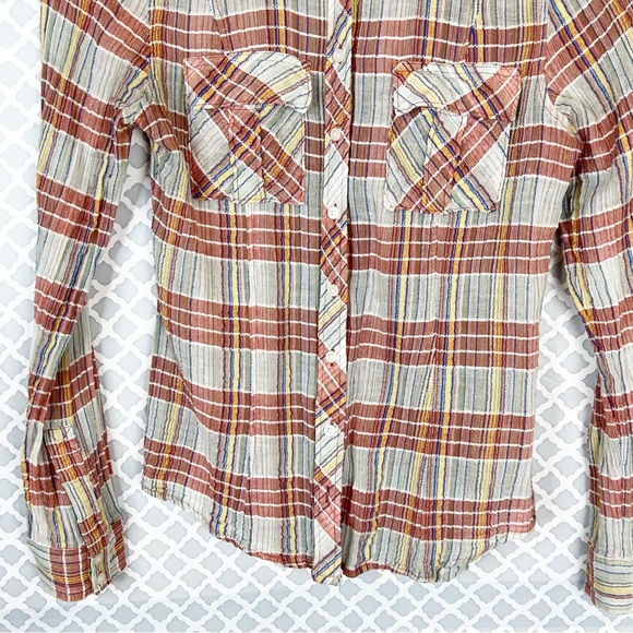 GUC We The Free Plaid Gauze Long Sleeve Shirt - Picture 3 of 10